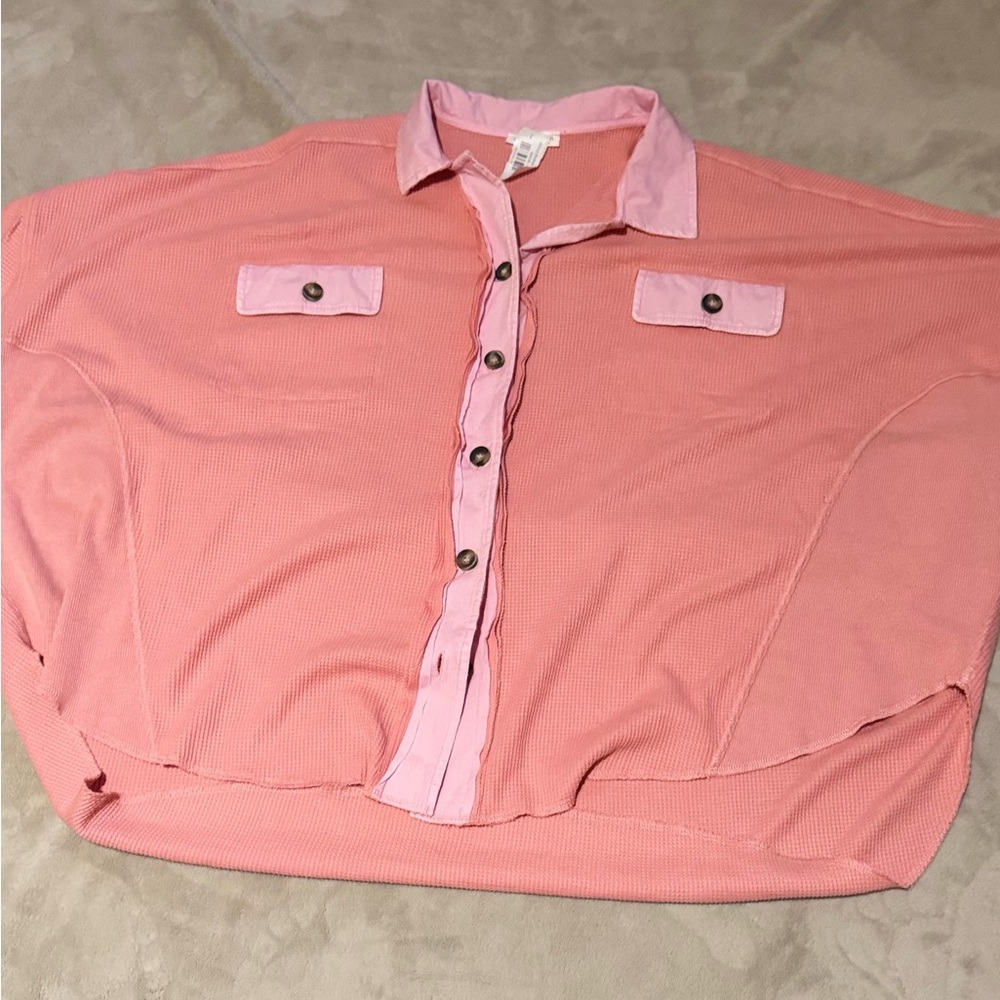 Women's Casual Pink Button Down Shirt